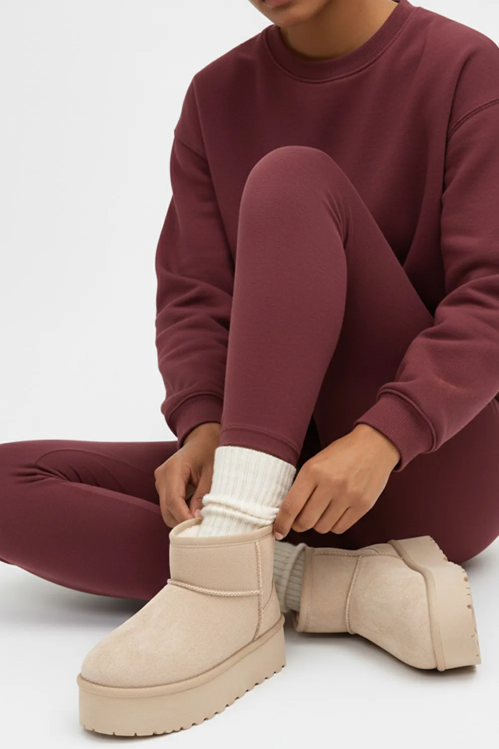 Μποτάκια Δίσολα με Εσωτερική Επένδυση Γούνας - Μπεζ