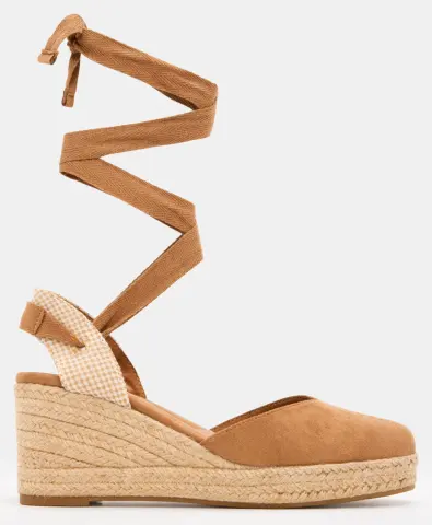 Πλατφόρμες Εσπαντρίγιες Lace Up - Μπεζ-Σκούρο