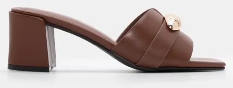 Mules με Μεταλλική Λεπτομέρεια - Καφέ