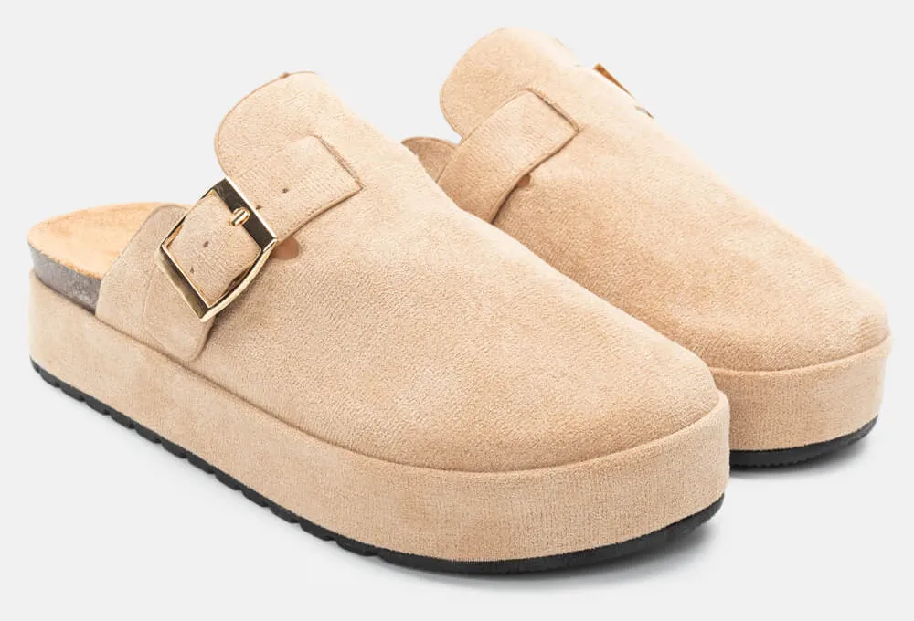 Clogs Σαμπό με Λουράκι - Μπεζ-Σκούρο