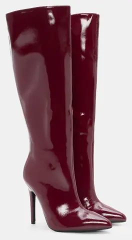 Μπότες Μονόχρωμες Μυτερές - Μπορντό-Λουστρίνι