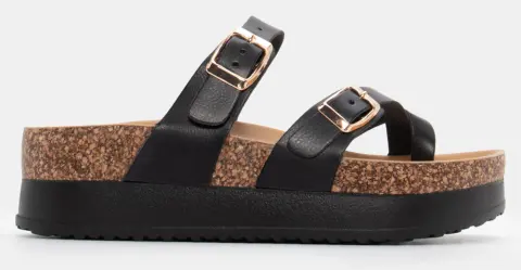 Σανδάλια Flatform με Λουράκια & Τόκες - Μαύρο