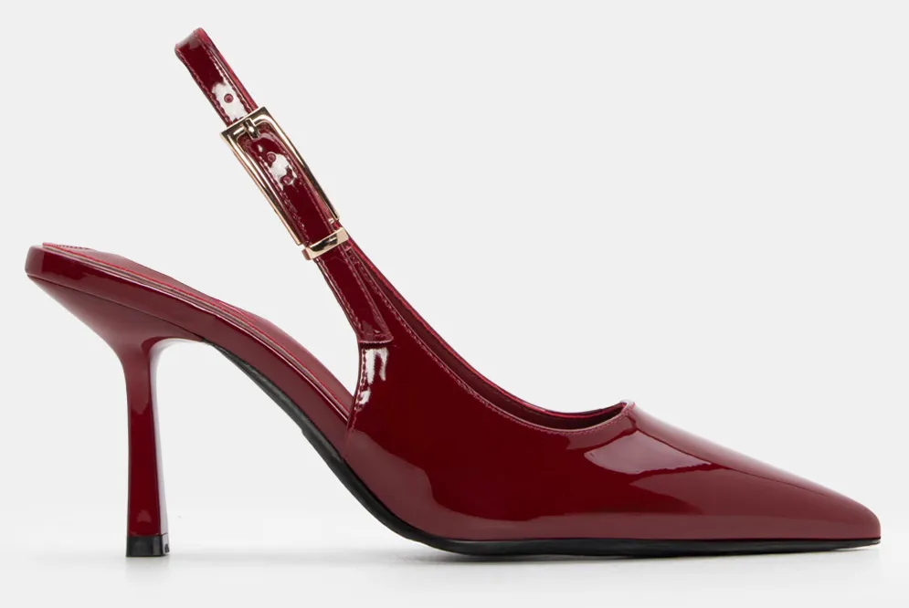 Γόβες Μυτερές Slingback - Μπορντό-Λουστρίνι
