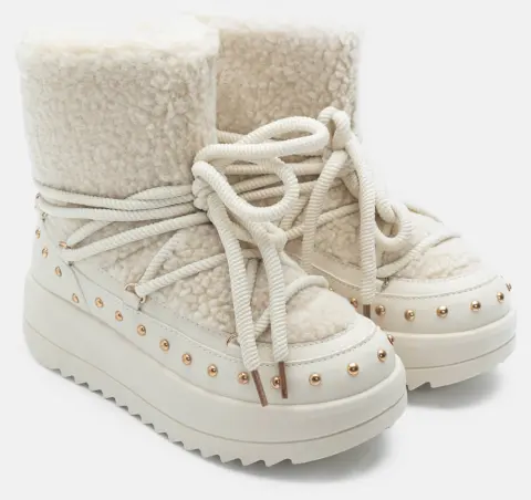 Μποτάκια Χιονιού με Διακοσμητικά Τρούκς - Μπεζ