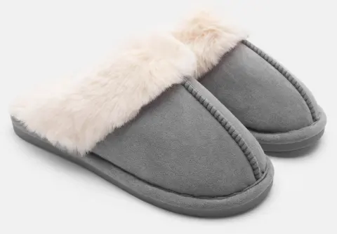 Παντόφλες με Εσωτερική Επένδυση Γούνας - Γκρι