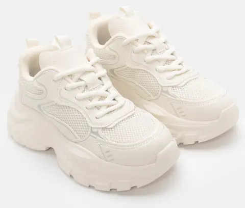 Sneakers Chunky με Δίχτυ - Μπεζ