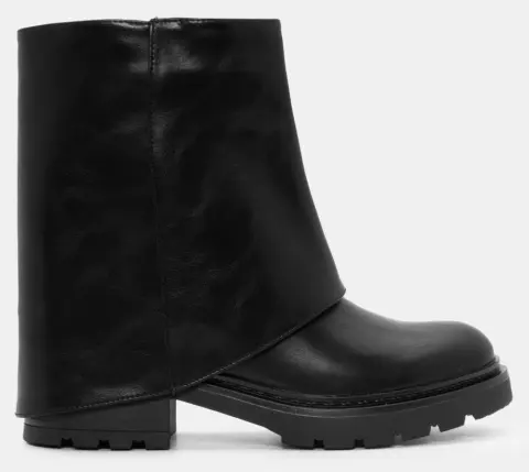 Μποτάκια με Εφέ Αναδιπλουμένης Φάσας - Μαύρο