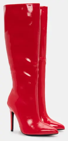 Μπότες Μονόχρωμες Μυτερές - Κόκκινο-Λουστρίνι
