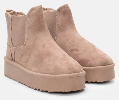 Μποτάκια Chelsea με Εσωτερική Επένδυση Γούνας - Μπεζ-Σκούρο