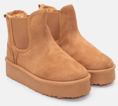 Μποτάκια Chelsea με Εσωτερική Επένδυση Γούνας - Κάμελ