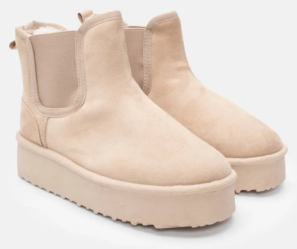 Μποτάκια Chelsea με Εσωτερική Επένδυση Γούνας - Μπεζ