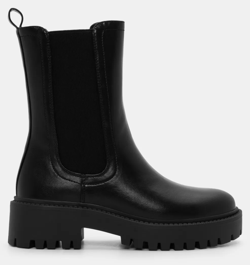 Μποτάκια Chelsea με Τρακτερωτή Σόλα - Μαύρο