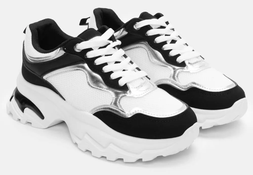 Sneakers Chunky με Δίχτυ - Μαύρο