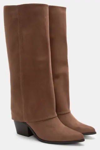 Μπότες Cowboy με Εφέ Αναδιπλούμενης Φάσας - Κάμελ