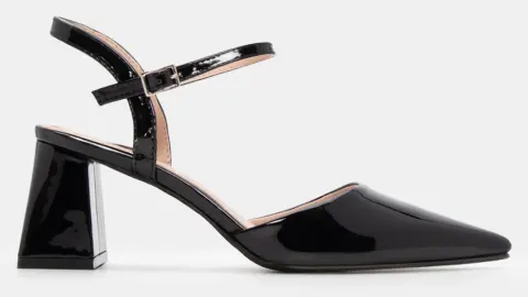 Γόβες Μυτερές Slingback - Μαύρο-Λουστρίνι