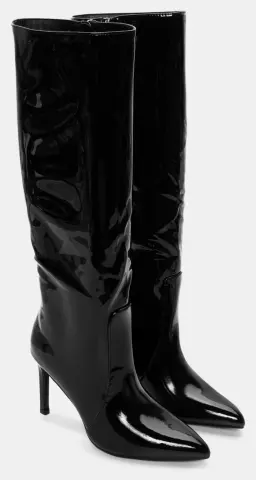 Μπότες Μυτερές με Τακούνι - Μαύρο-Λουστρίνι