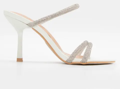 Mules με Λουράκια & Strass - Λευκό