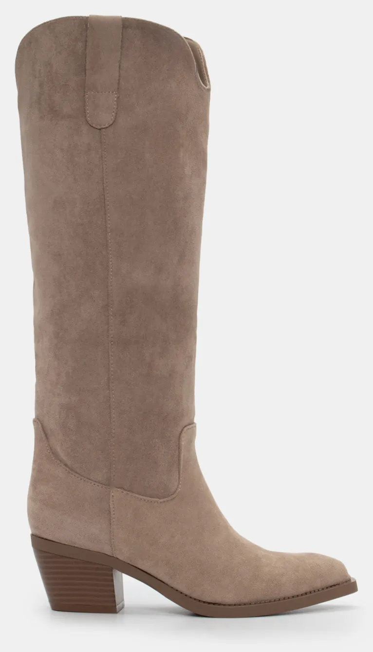 Μπότες Μυτερές Cowboy - Μπεζ-Σκούρο