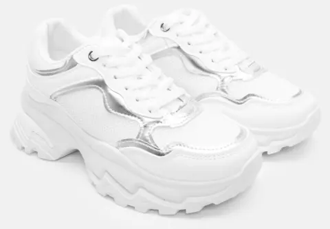 Sneakers Chunky με Δίχτυ - Λευκό