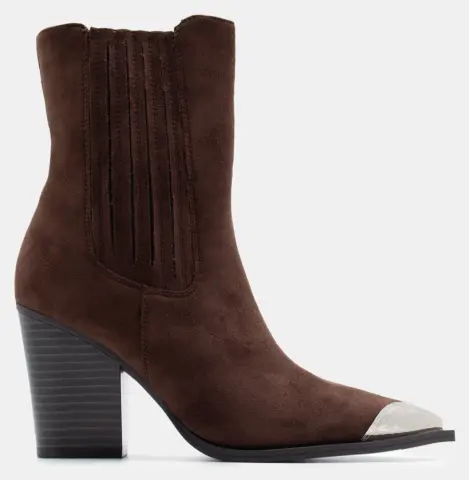 Μποτάκια Cowboy με Μεταλλική Λεπτομέρεια - Καφέ Σκούρο