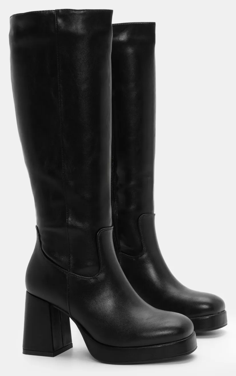 Μπότες με Φιάπα & Τακούνι - Μαύρο