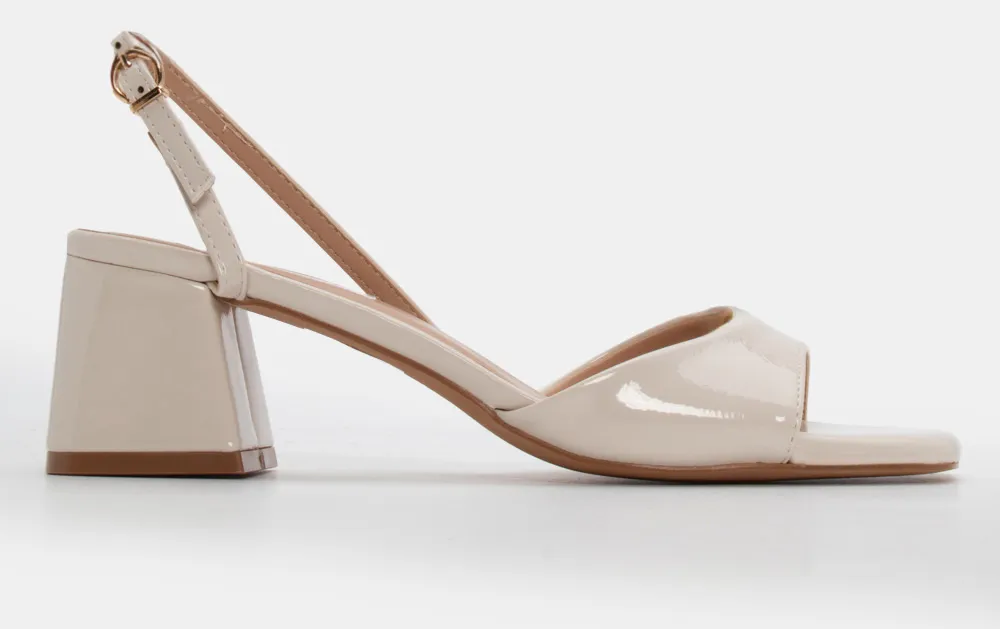 Πέδιλα με Λουράκι & Τόκα - Λευκό-Λουστρίνι