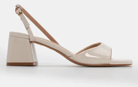 Πέδιλα με Λουράκι & Τόκα - Λευκό-Λουστρίνι