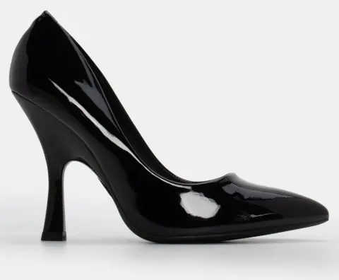 Γόβες Μυτερές Μονόχρωμες - Μαύρο-Λουστρίνι