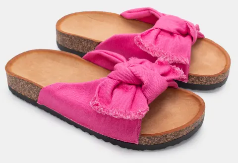 Σανδάλια Flatform με Φιόγκο - Φούξια