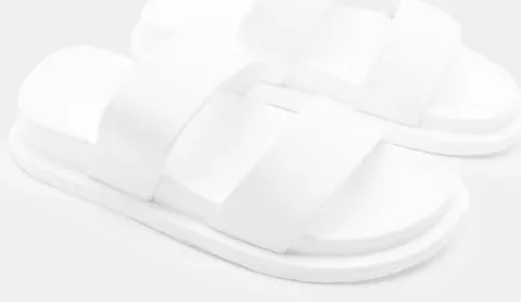 Σανδάλια Flatform με Διπλή Φάσα - Λευκό