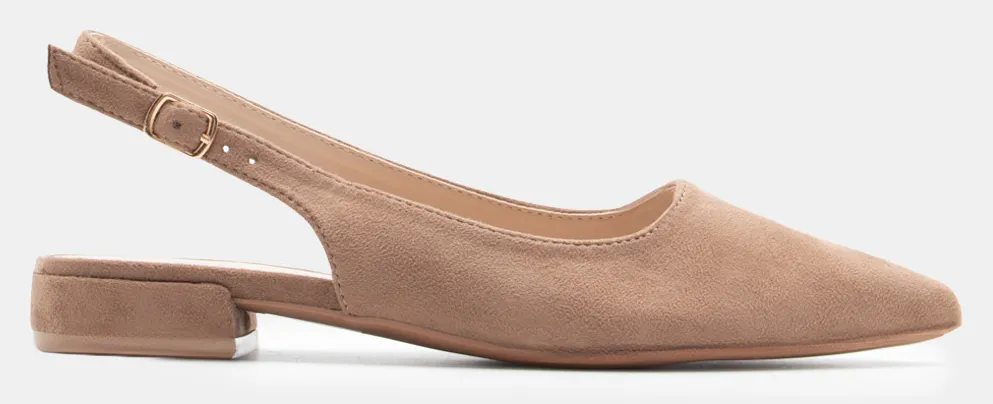 Γοβάκια Slingback Μυτερά με Τόκα - Μπεζ-Σκούρο
