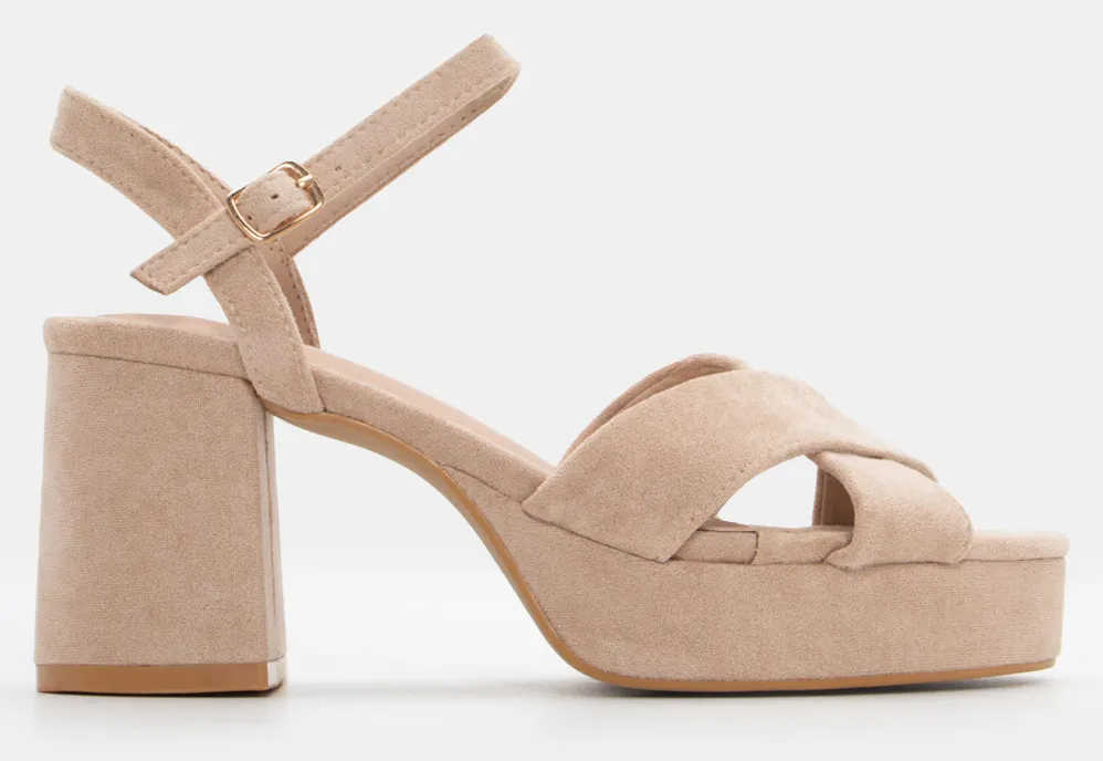 Πέδιλα με Χιαστί Λουράκια - Μπεζ-Σκούρο