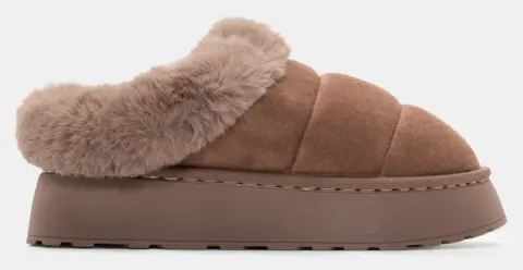 Παντόφλες Σαμπό Δίσολα με Γούνα - Καφέ