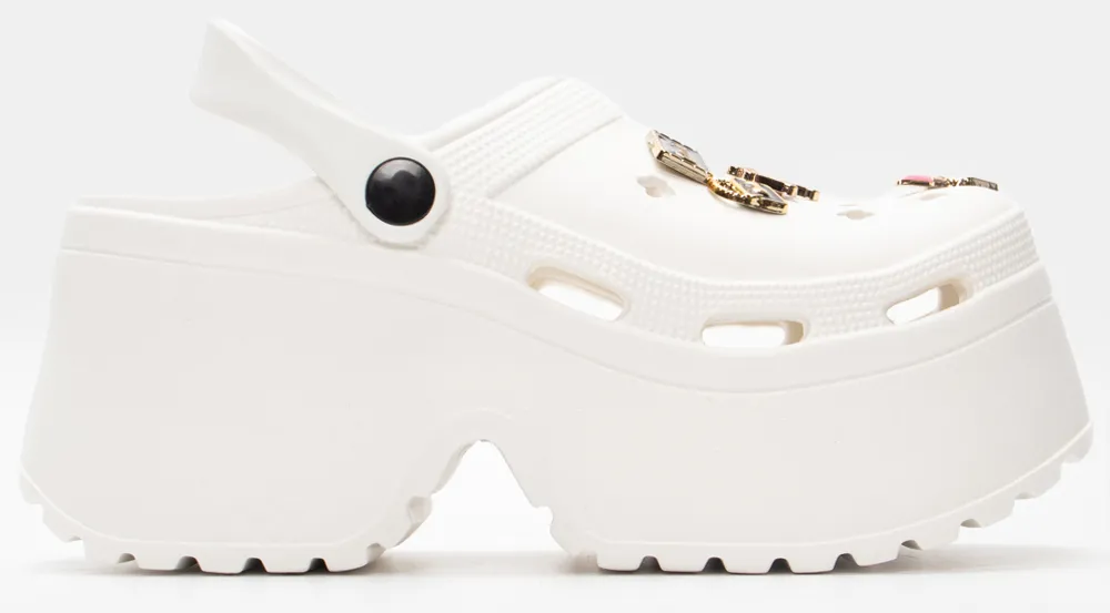 Παντόφλες Σαμπό με Διακοσμητικά - Λευκό