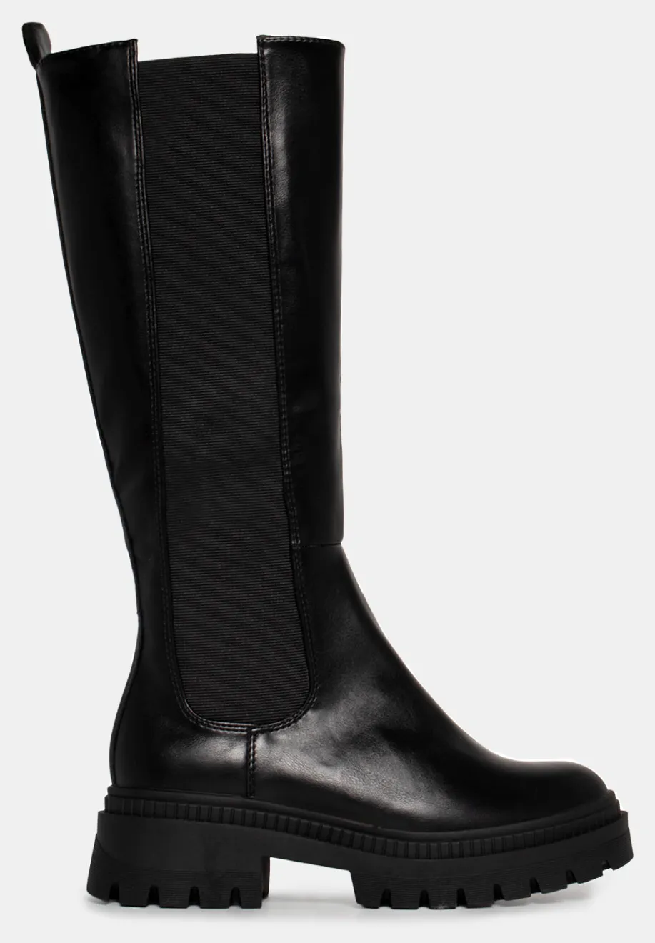 Μπότες με Λάστιχο & Τρακτερωτή Σόλα - Μαύρο