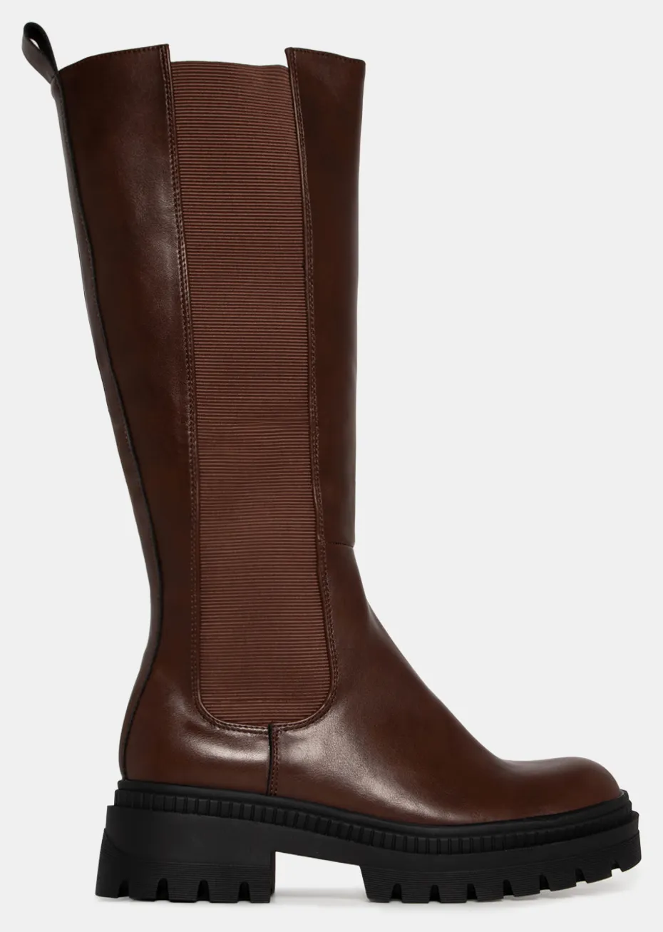 Μπότες με Λάστιχο & Τρακτερωτή Σόλα - Καφέ Σκούρο