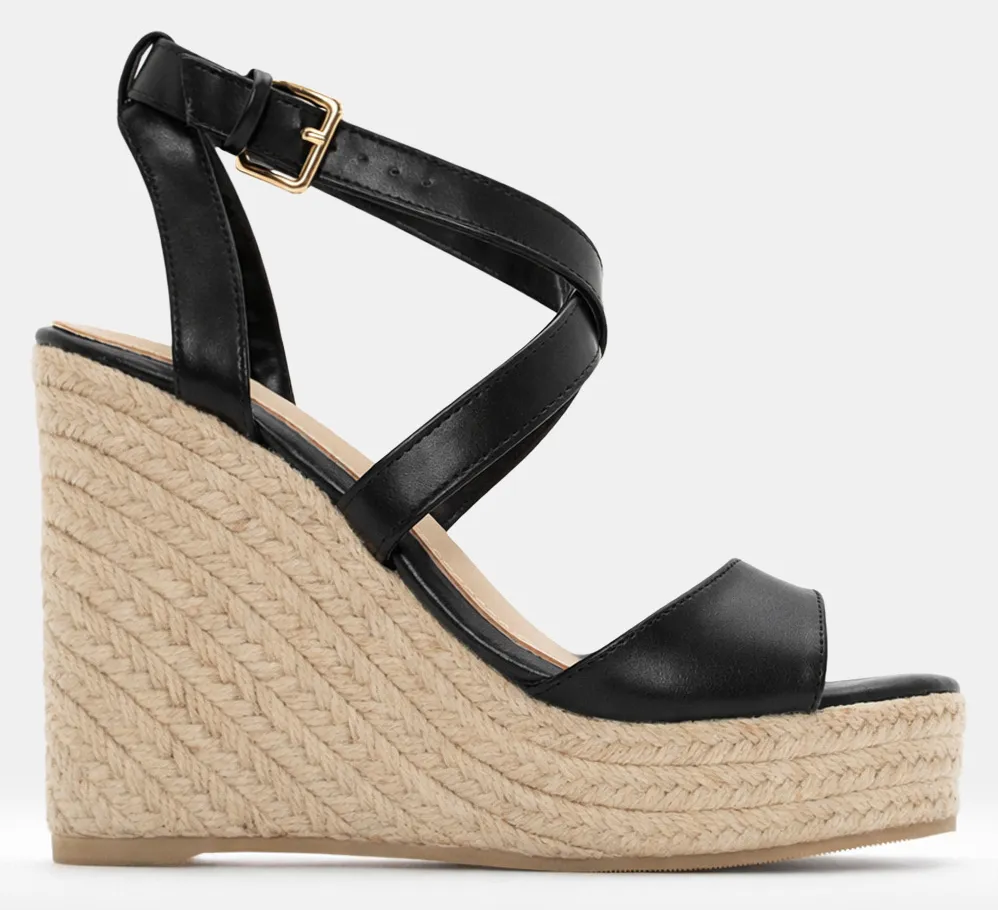 Πλατφόρμες Εσπαντρίγιες με Χιαστί Λουράκια - Μαύρο