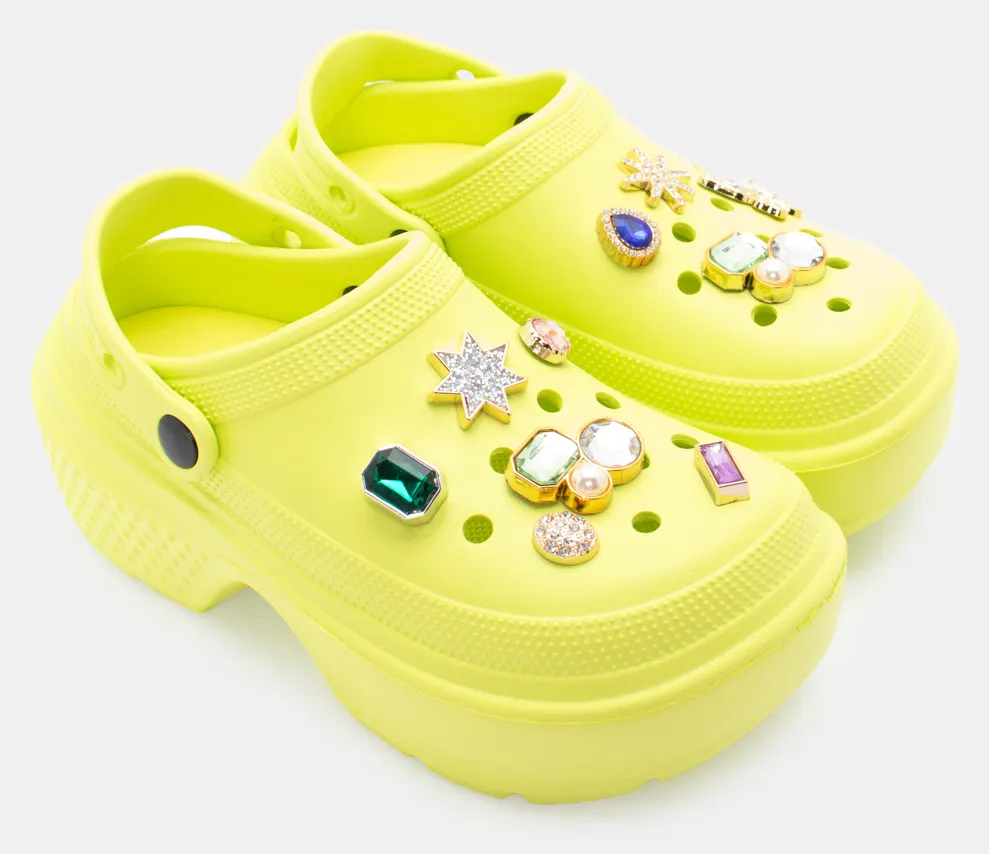 Παντόφλες Σαμπό με Διακοσμητικά - Λαχανί