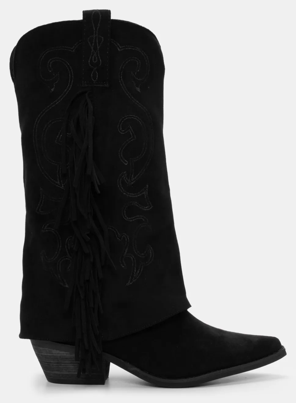 Μπότες Cowboy με Κέντημα & Κρόσσια - Μαύρο