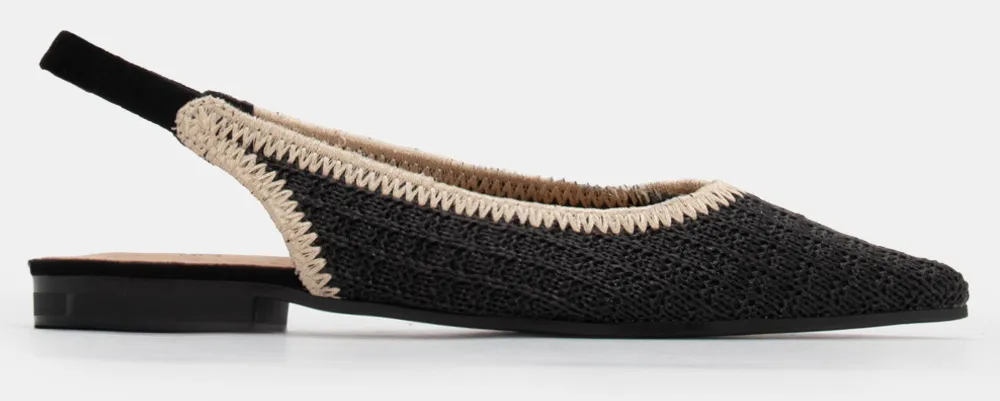 Γοβάκια Μυτερά με Πλεκτή Πλέξη - Μαύρο