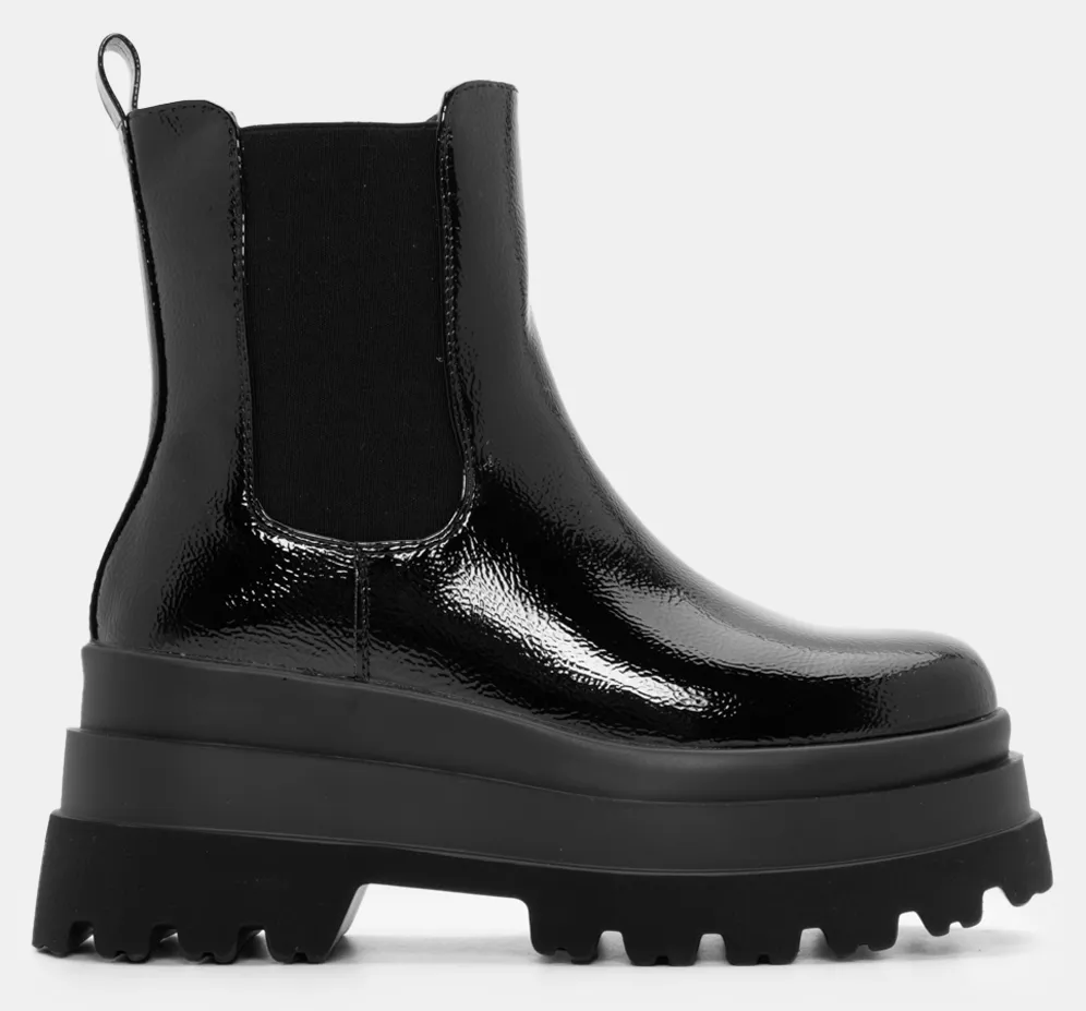 Μποτάκια Chelsea Δίσολα - Μαύρο-Σπαστό-Λουστρίνι