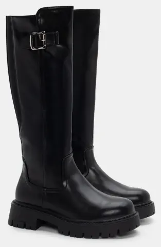 Μπότες με Λάστιχο & Τρακτερωτή Σόλα - Μαύρο