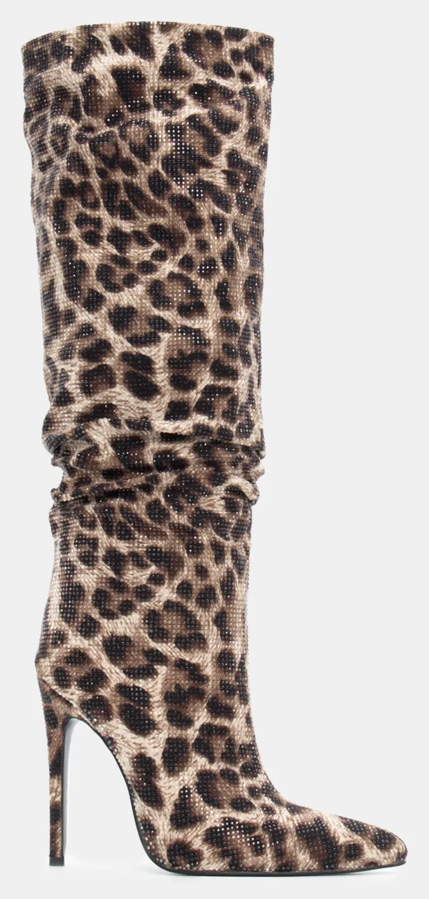 Μπότες με Strass - Animal Print