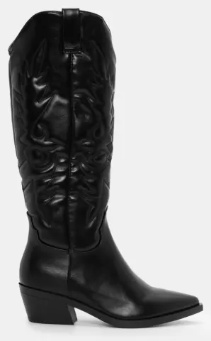 Μπότες Cowboy με Διακοσμητικές Φωτιές - Μαύρο