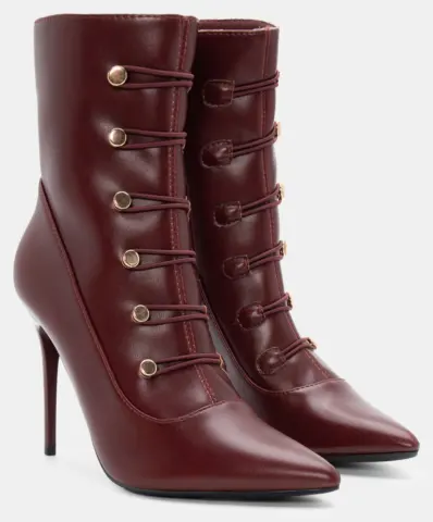 Μποτάκια Μυτερά με Μεταλλικές Λεπτομέρειες - Μπορντό