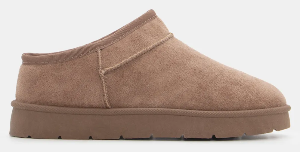 Παντόφλες Δίσολες με Εσωτερική Επένδυση Γούνας - Μπεζ-Σκούρο