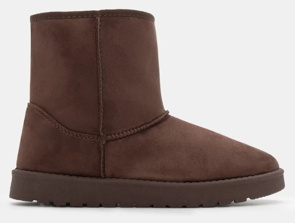 Μποτάκια με Εσωτερική Επένδυση Γούνας - Καφέ Σκούρο