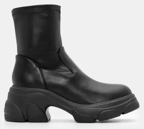 Μποτάκια Κάλτσα με Τρακτερωτή Σόλα - Μαύρο