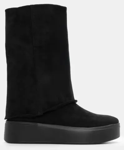 Μποτάκια με Εφέ Αναδιπλουμένης Φάσας - Μαύρο