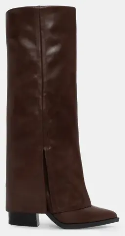 Μπότες Cowboy με Εφέ Αναδιπλούμενης Φάσας - Καφέ Σκούρο